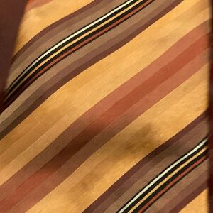 Striped Silk Tie in Gold and Brown